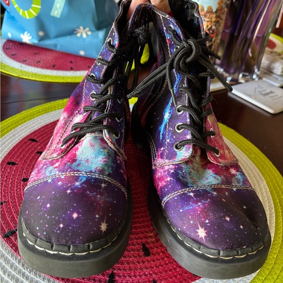 BRIGHT galaxy combat boots!💜 - Picture 2 of 7